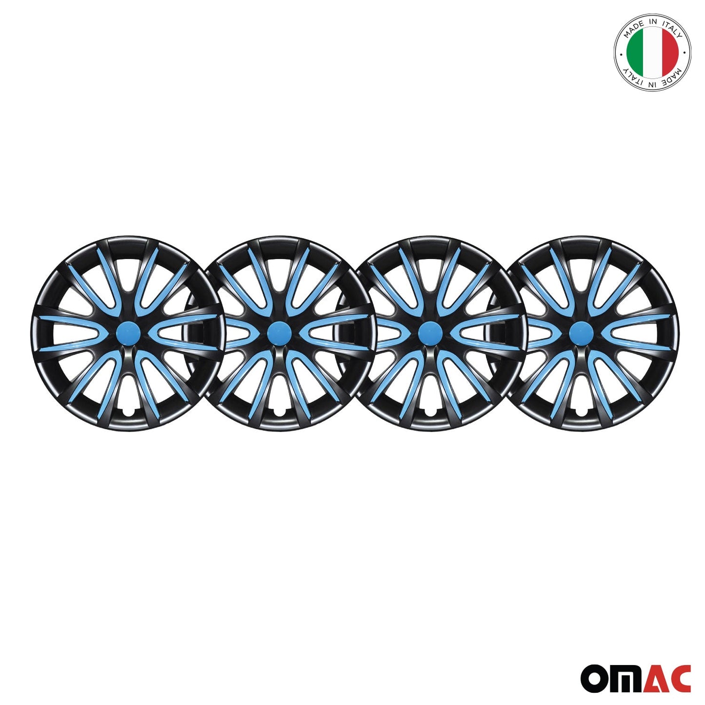 Bicolo Hub Caps Wheel Cover 14" Black & Blue Full Set 4 pcs.