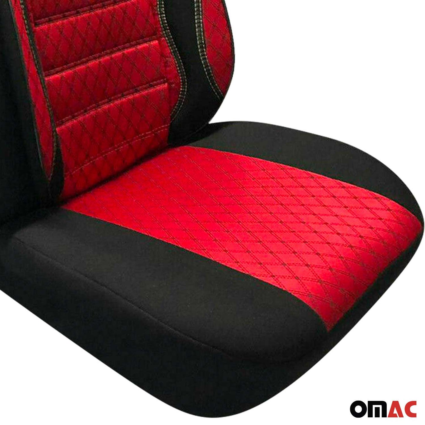 1993-2003 Volkswagen Eurovan Front Car Seat Covers Protector Black Red 2+1 Set