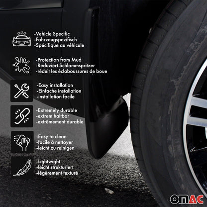 OMAC Mud Guards Splash Mud Flaps for Ford Fiesta 2014-2019 Black 2 Pcs 2629MF141