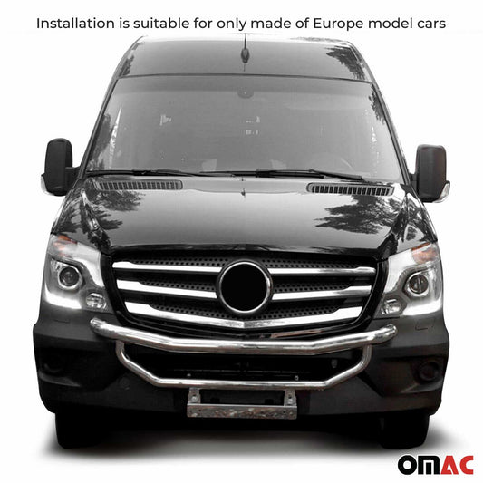 2014-2018 Mercedes Sprinter W906 Bull Bar Push Front Bumper Grille Silver