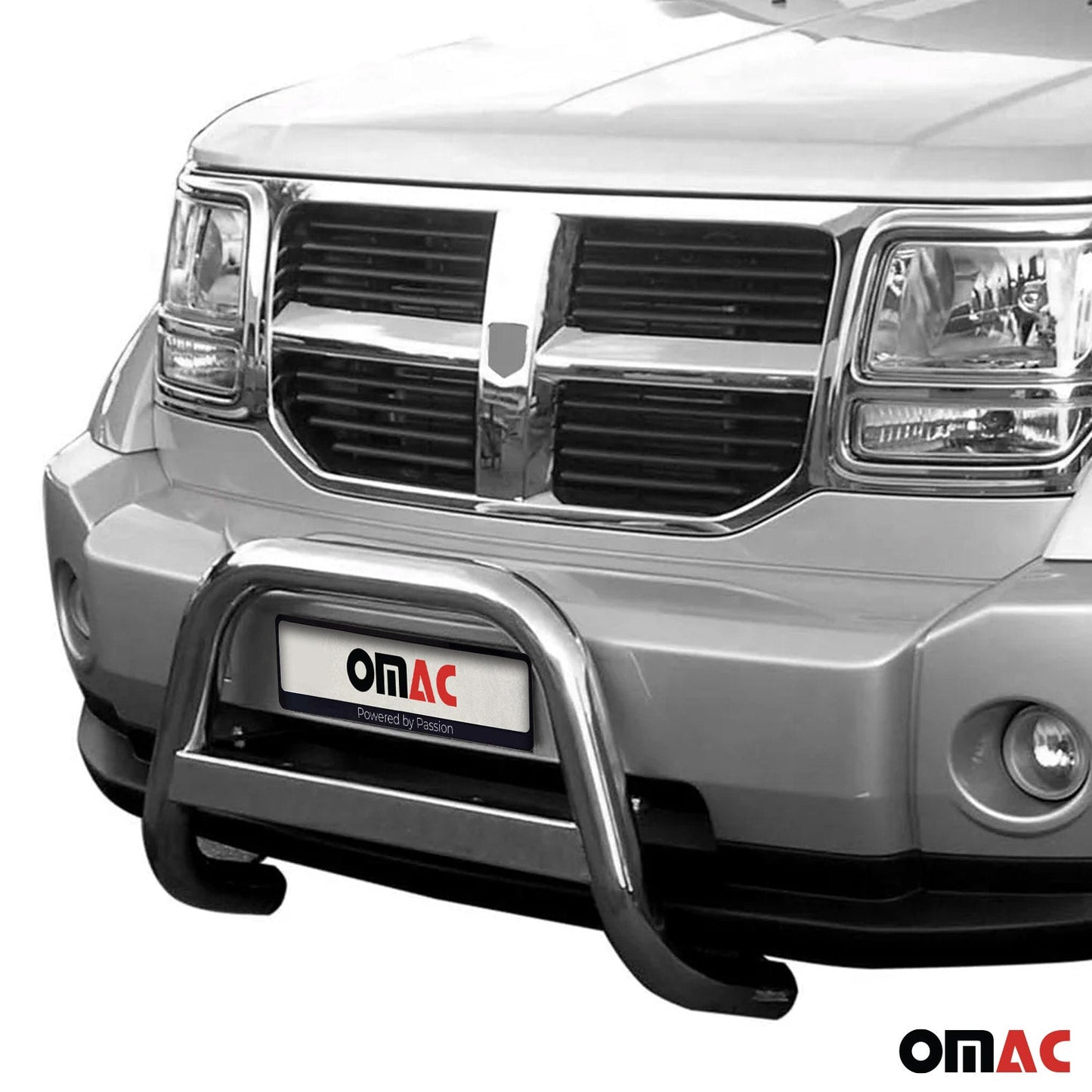 OMAC Bull Bar Push Front Bumper Grille for Dodge Nitro 2007-2012 Silver 1 Pc 2401MSBB066