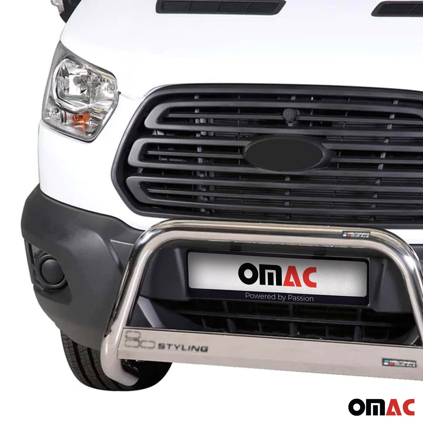 OMAC Bull Bar Push Front Bumper Grille for Ford Transit 2015-2020 Silver 1 Pc 2626MSBB076