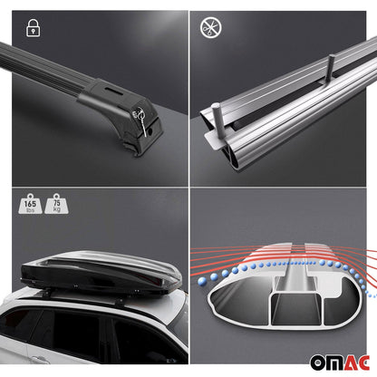 OMAC Roof Rack Cross Bars Aluminum for Audi Q7 2007-2015 Black 2Pcs 1109923B