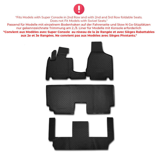 2008-2020 Dodge Grand Caravan Floor Mats Liners Full Set All Weather Black