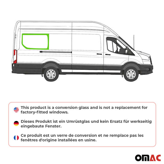 2015-2025 Ford Transit Window Glass Mid-High Roof Right Side Rear L4 Black