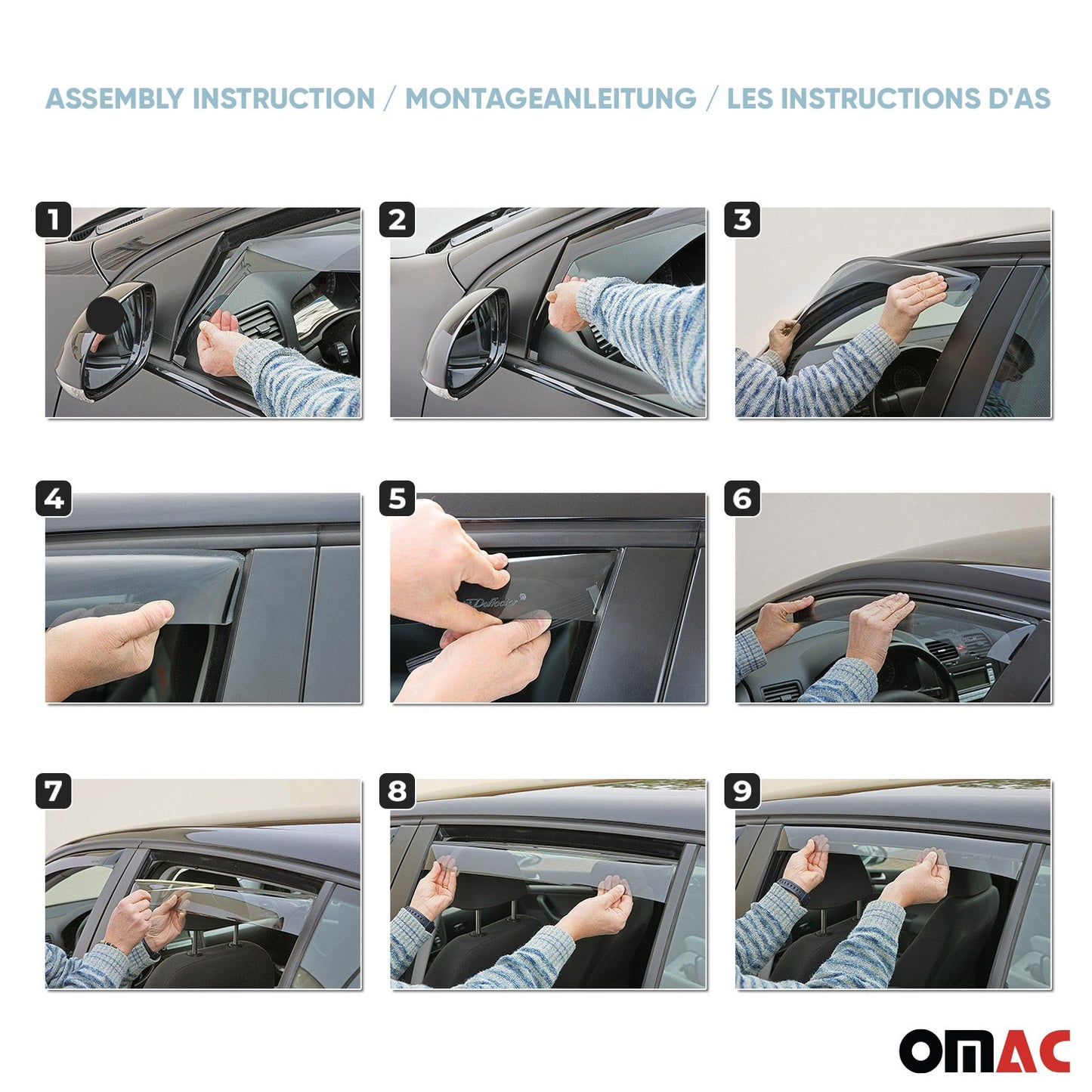 OMAC Window Visor Vent Rain Deflector for Audi A4 Allroad 2017-2023 Black Smoke 4x 1123FR16.001