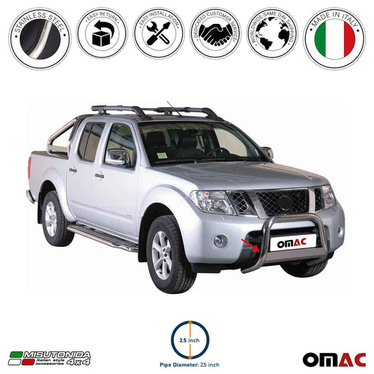 OMAC Bull Bar Push Front Bumper Grille for Nissan Frontier 2005-2021 Silver 1 Pc 5003MSBB101