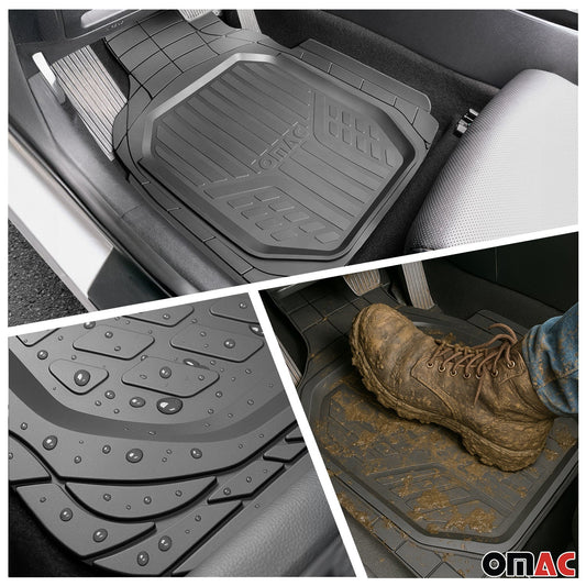Pontiac Semi-Custom fit Floor Mats & Cargo Liner Waterproof Rubber Black 6Pcs