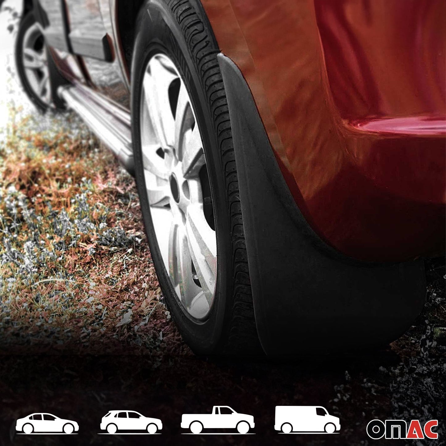OMAC Mud Guards Splash Mud Flaps for Mazda 3 Hatchback 2014-2018 Black 2 Pcs 4696MF141HB