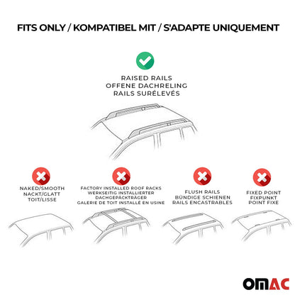 OMAC Lockable Roof Rack Cross Bars Luggage Carrier for Audi A4 Wagon 2006-2008 Black 11049696929MB