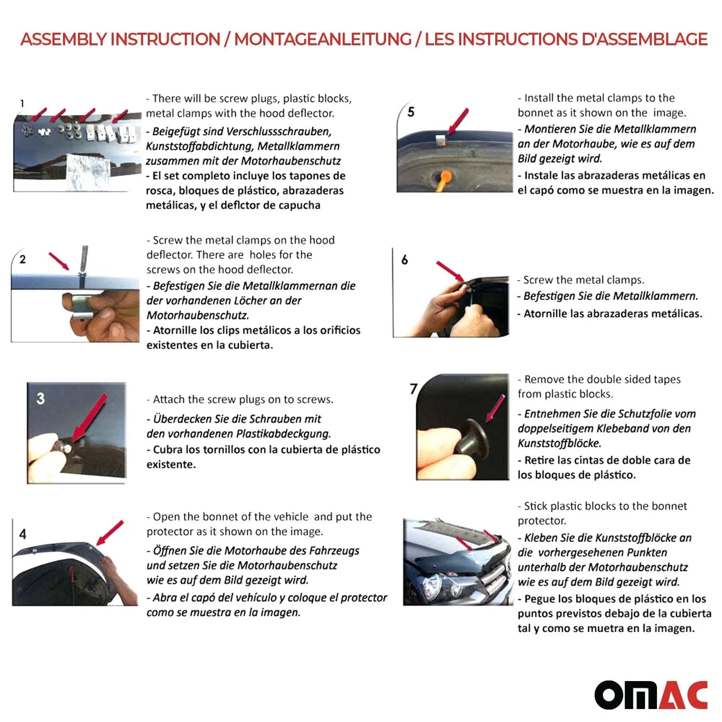 2006-2014 Peugeot Boxer Windshield Sun Visor & Bug Shield Hood Deflector Kit 2Pcs Smoke