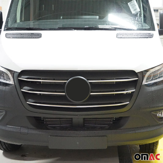 2019-2025 Mercedes Sprinter W907 910 Front Bumper Grill Trim Brushed Stainless Steel