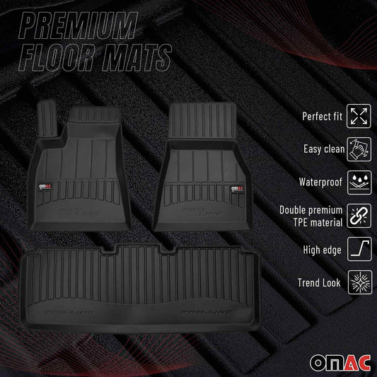 2014-2020 Tesla Model S Premium Floor Mats Liners Full Set All Weather Heavy Duty