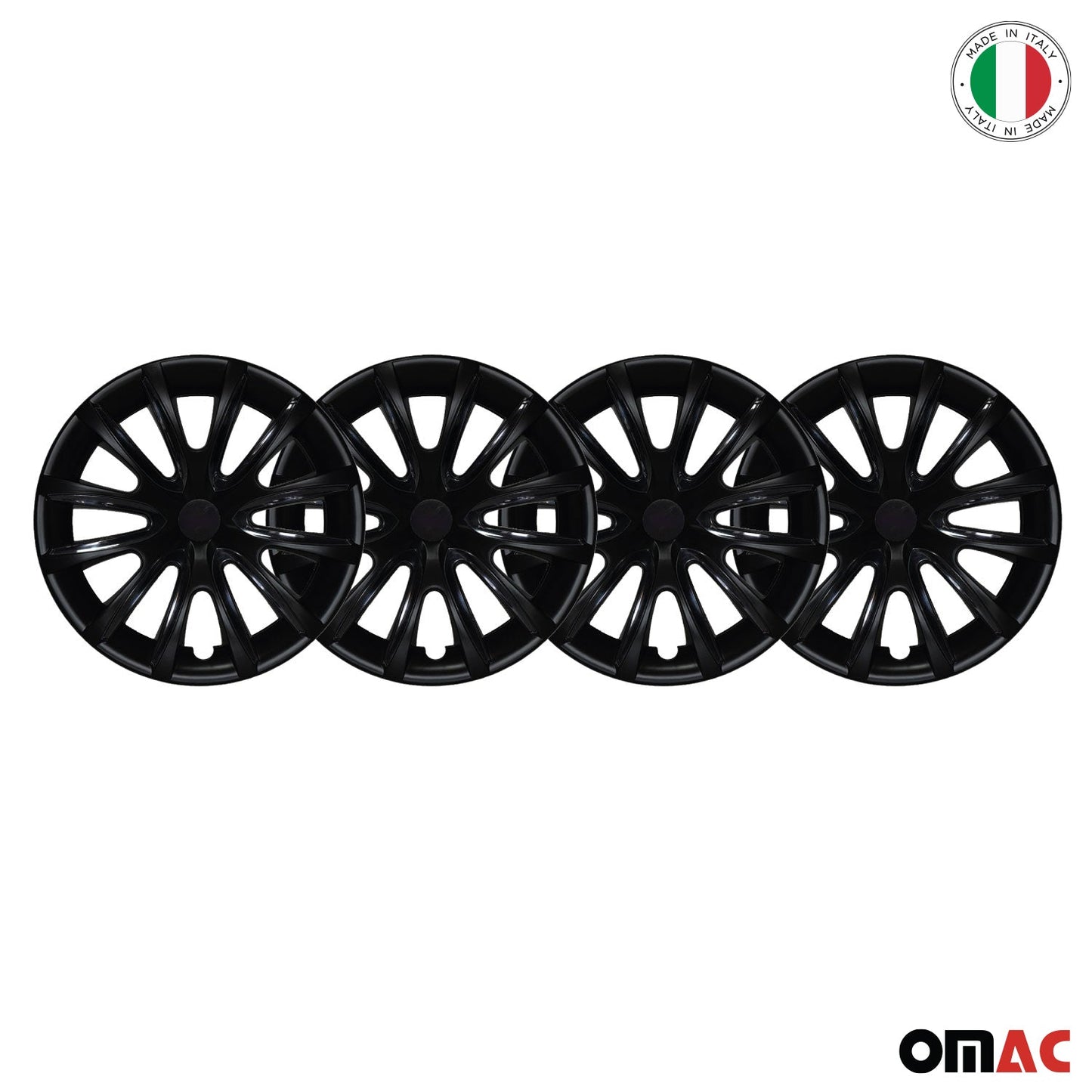 Bicolo Hub Caps Wheel Cover 15" Black Matt & Black Full Set 4 pcs.