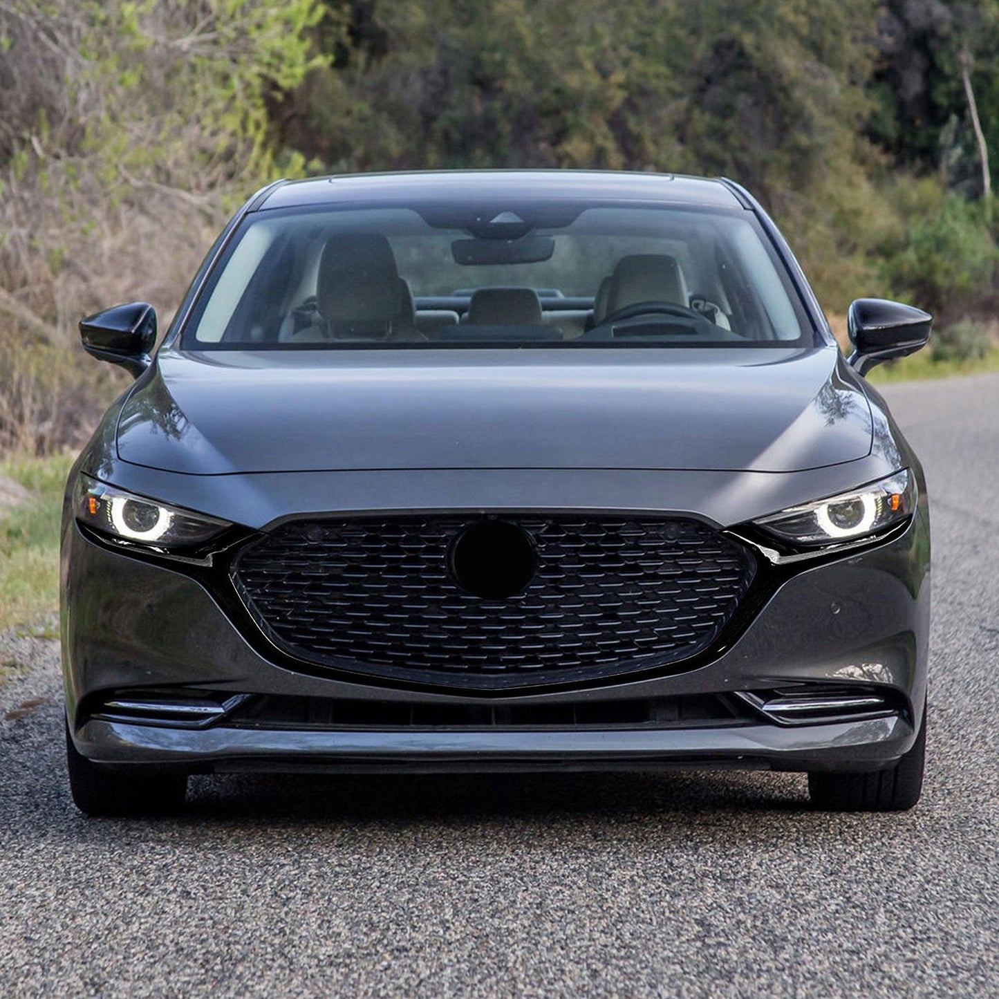 2019-2025 Mazda 3 Grille Overlay Gloss Black 2Pcs ABS Plastic