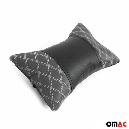 OMAC 1x Car Seat Neck Pillow Head Shoulder Rest Pad Fabric PU Leather Grey and Black 96312-GS1