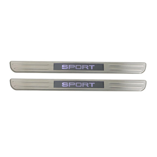 OMAC Fits BMW X1 2013-2015 E84 Brushed Chrome LED Door Sill Cover Plate S.Steel 2 Pcs 12059696090ST