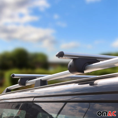 OMAC Lockable Roof Rack Cross Bars Luggage Carrier for Audi A4 Wagon 2006-2008 Gray 11049696929M
