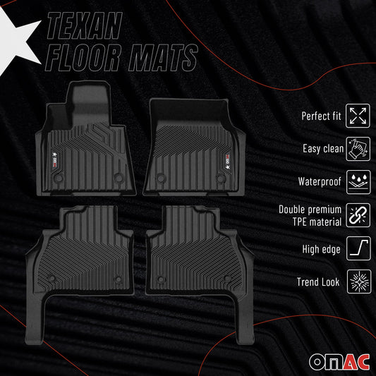 2019-2025 BMW X7 G07 Premium Floor Mats Liners 6 Seats First and Second Row Set Black