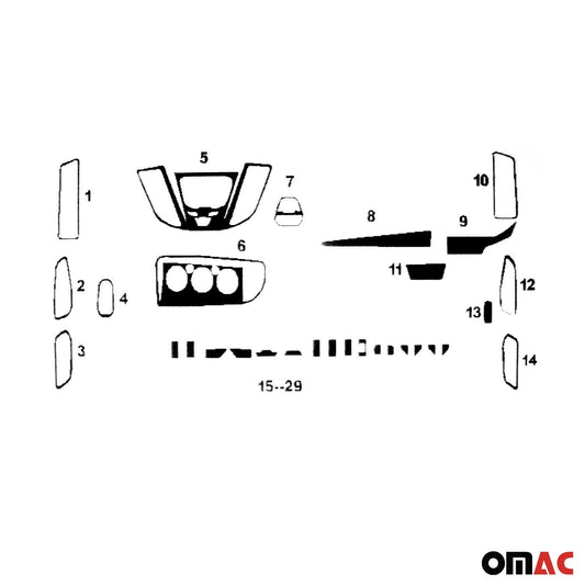 2015-2025 Ford Transit Wooden Look Dashboard Console Trim Kit 30 Pcs