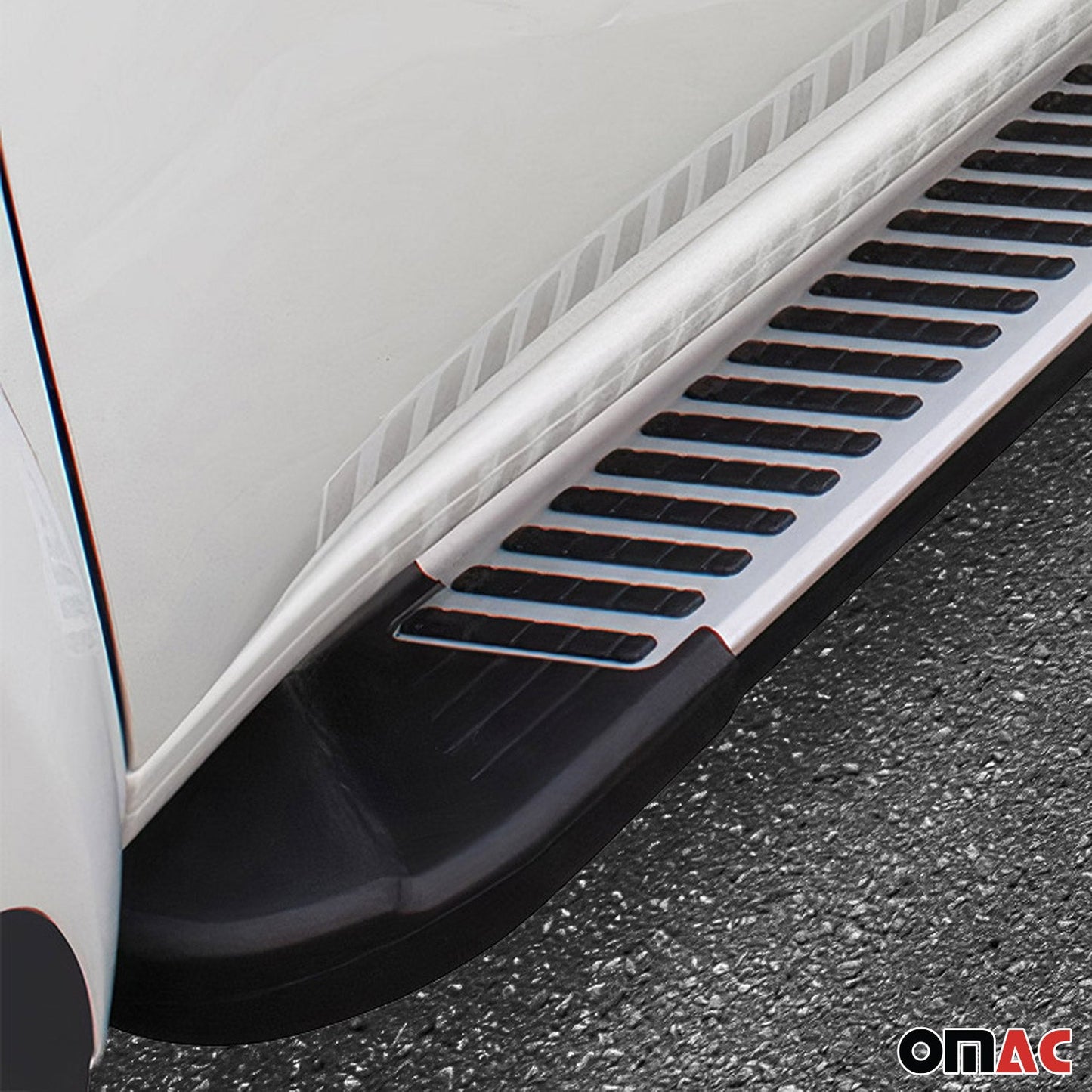 OMAC Side Step Nerf Bars Running Boards for Jeep Compass 2007-2016 Black Silver 2Pcs 1703985