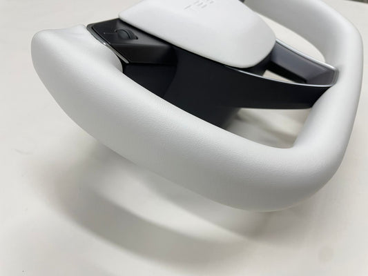 Model 3 Highland Yoke Steering Wheel - White Napa Leather