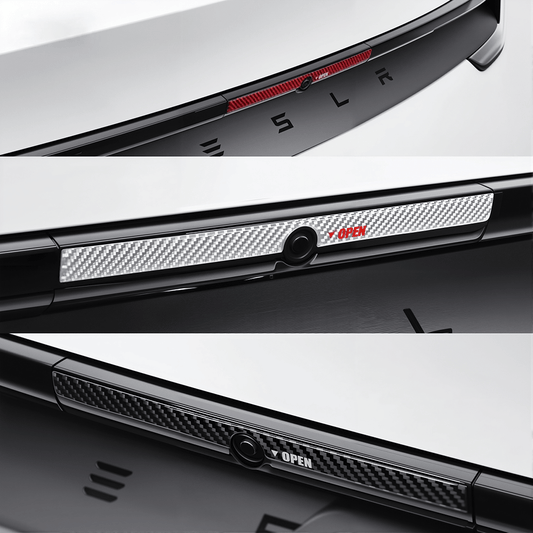 Model Y Juniper Rear Trunk Button Sticker | Flexible Urethane Carbon Fiber