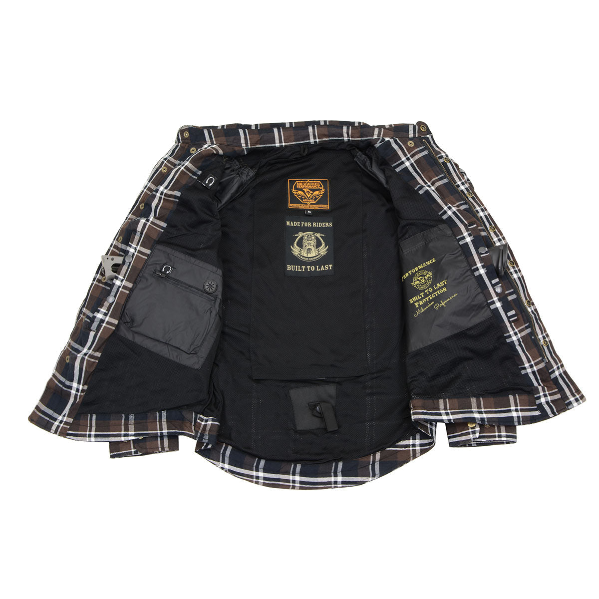 Milwaukee Leather Men's Blackveil Mult/Color CE Armored Flannel Shirt with Aramid Reinforced Zones - MPM1643