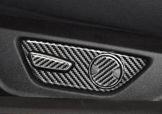 Real Carbon Fiber Seat Adjuster Button Trim Overlay for Mustang 2015-2023