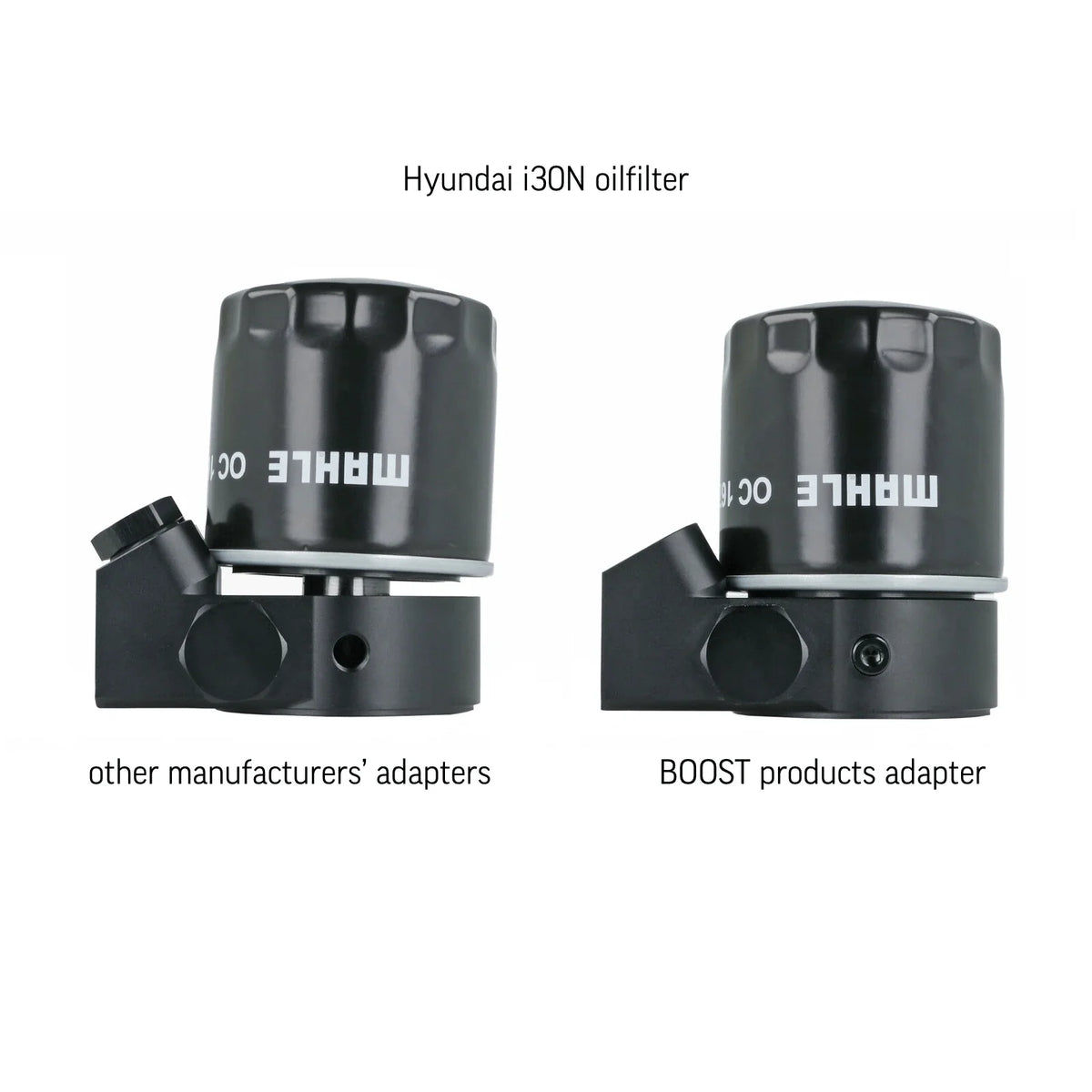 BOOST Products Billet Oil Filter Sandwich Plate Adapter w/ Thermostat, black anodized