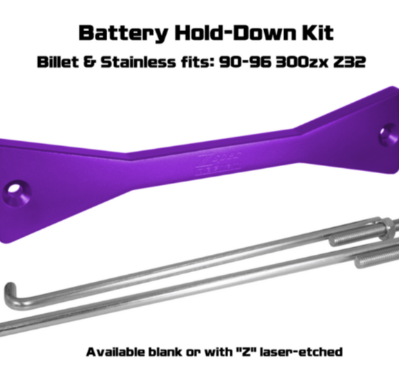 ZSPEC Battery Hold Down/Bracket for '90-96 Nissan Z32 300zx, Billet w/ Stainless Hardware