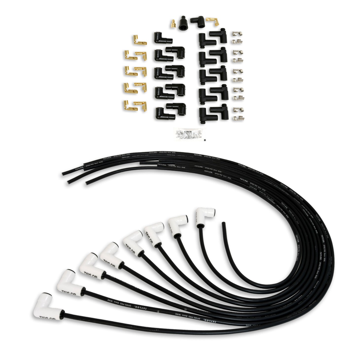 Taylor Cable 8mm Spiro Pro White Ceramic Boot Universal Wire Set 90 Black 75051