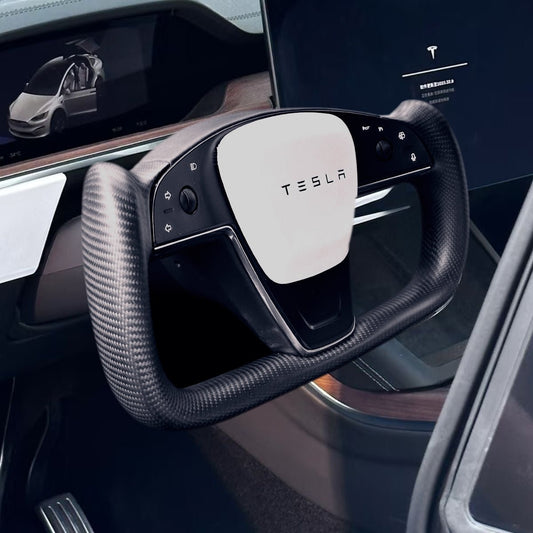 TESERY Touch Horn Carbon Fiber Yoke Plaid Steering Wheel Upgrade for Tesla Model S / X 2021-2023