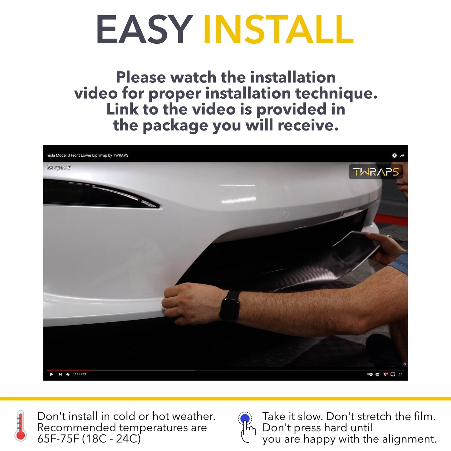 Front Lower Lip Wrap | Carbon Fiber Chin Spoiler Decal for Tesla Model S 2021-2026