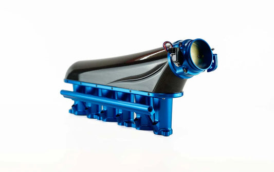 Carbon Fibre toyota 2JZ GTE intake manifold blue anodising by CPC manufacturing Wollongong