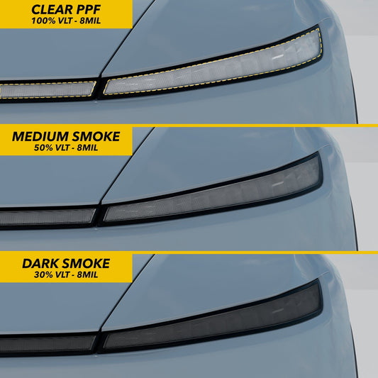 Headlights Light Bar Smoke Tint PPF | Tesla Model Y Juniper