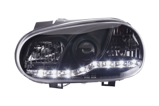 Volkswagen Golf 4 Black LED Headlights with Daytime Running Lights (1998 - 2003)
