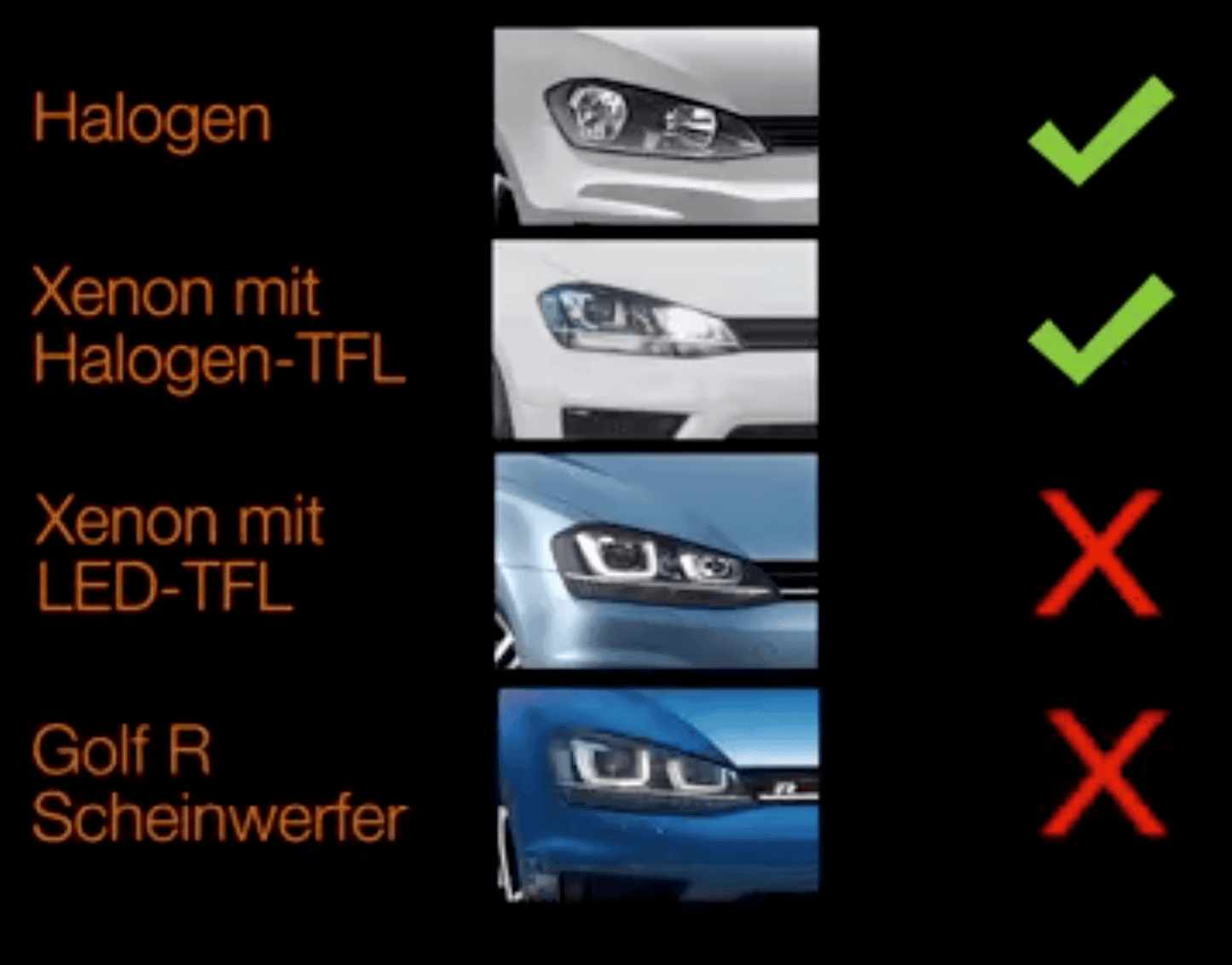 Volkswagen Golf Mk7 Black LED Headlights - R Style Black (12-17)