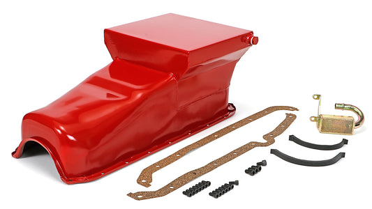 HAMBURGER'S PERFORMANCE PRODUCTS STREET PERFORMANCE OIL PAN; 1955-79 SB CHEVY 283-400; DRIVER'S SIDE DIPSTICK; 7 QT.; 8.25 IN. REAR SUMP DEPTH 0168