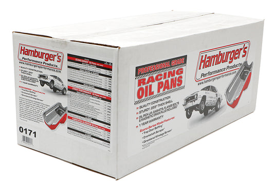 HAMBURGER'S PERFORMANCE PRODUCTS LS ENGINE SWAP OIL PAN; 67-69 CAMARO 65-72 CHEVELLE NOVA; -10AN STRAIGHT OIL LINE FITTINGS- BLACK FINISH 0171