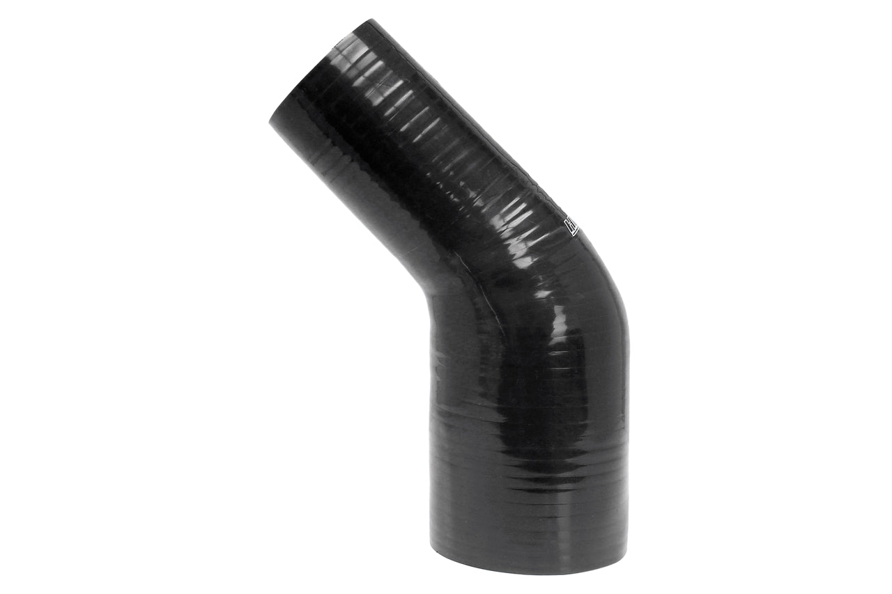HPS Performance Silicone 45 Degree Elbow HoseHigh Temp 4-ply Reinforced3" - 3-1/2" IDBlack HTSER45-300-350-BLK