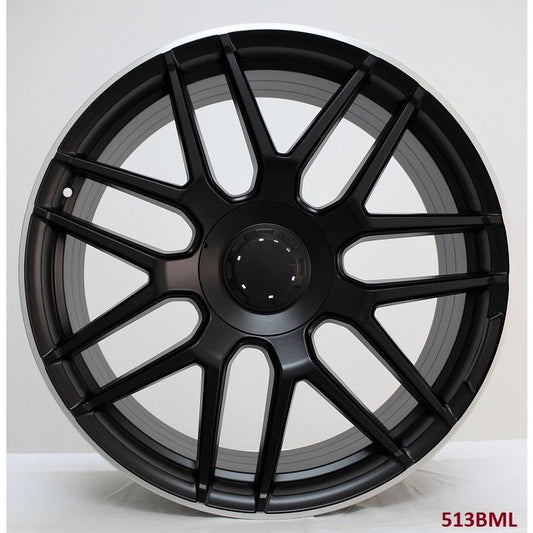 20" X 8.5" Aluminum Satin Black Machine Lip Wheels Set - Dynamic Performance - R513-BML-20x8.5-5x112-35-66.56
