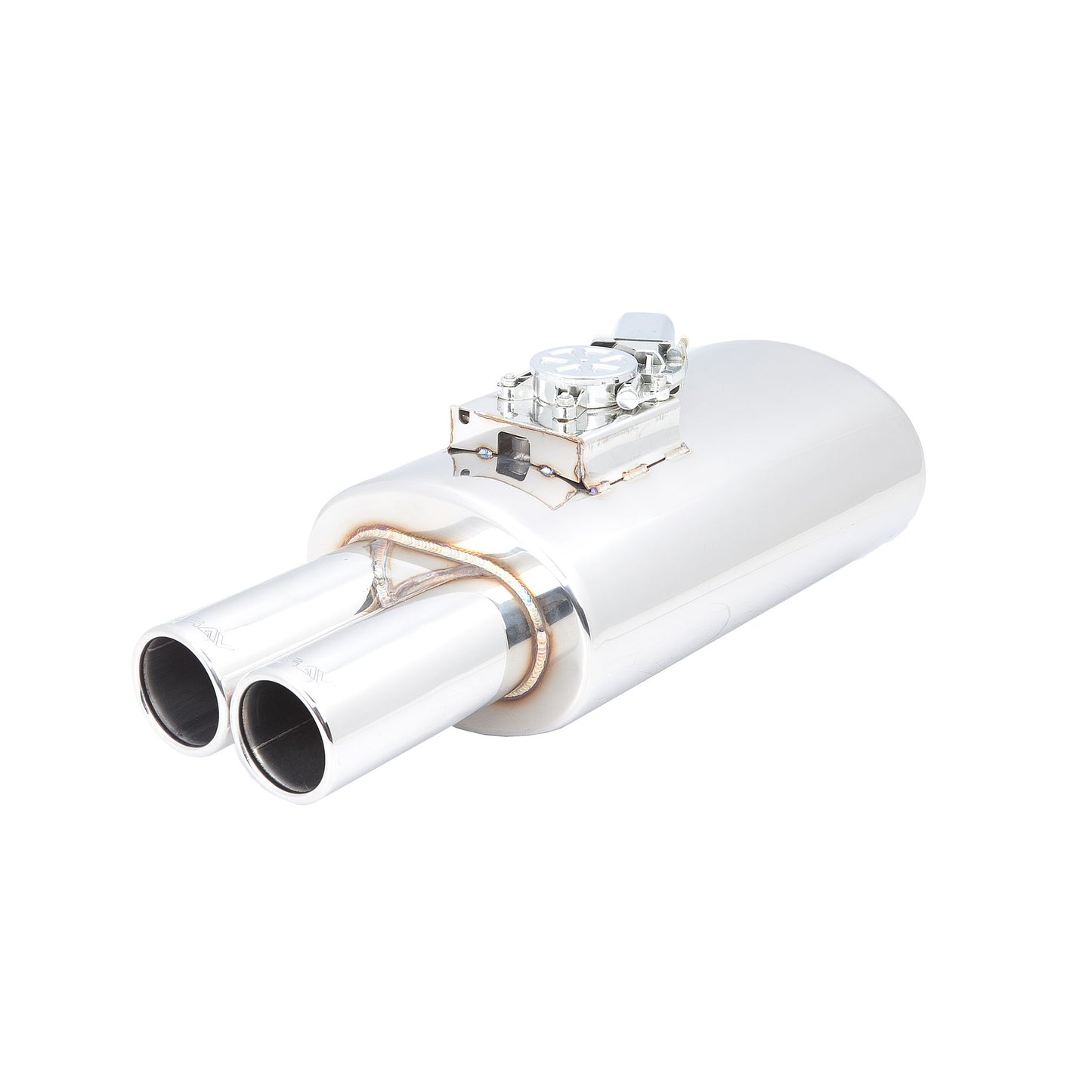 XFORCE Varex Universal Oval 6" X 9"15" Body Length 21/2"Flanged Inlet 3" Twin Double-Wall Tips; Exhaust Muffler VMK7-250