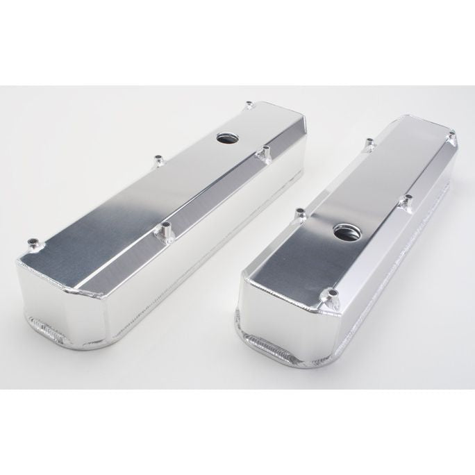 HAMBURGER'S PERFORMANCE PRODUCTS BRUSHED ALUMINUM FABRICATED VALVE COVERS; MOPAR SB ENGINES; WITH HOLES/BAFFLES 1095
