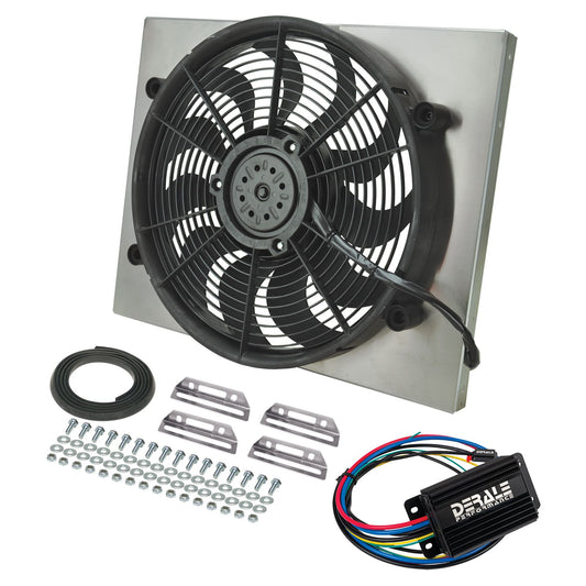 Derale Powerpack - High Output Single 17" RAD Fan/Alum Shroud Kit w/ PWM Controller 66823