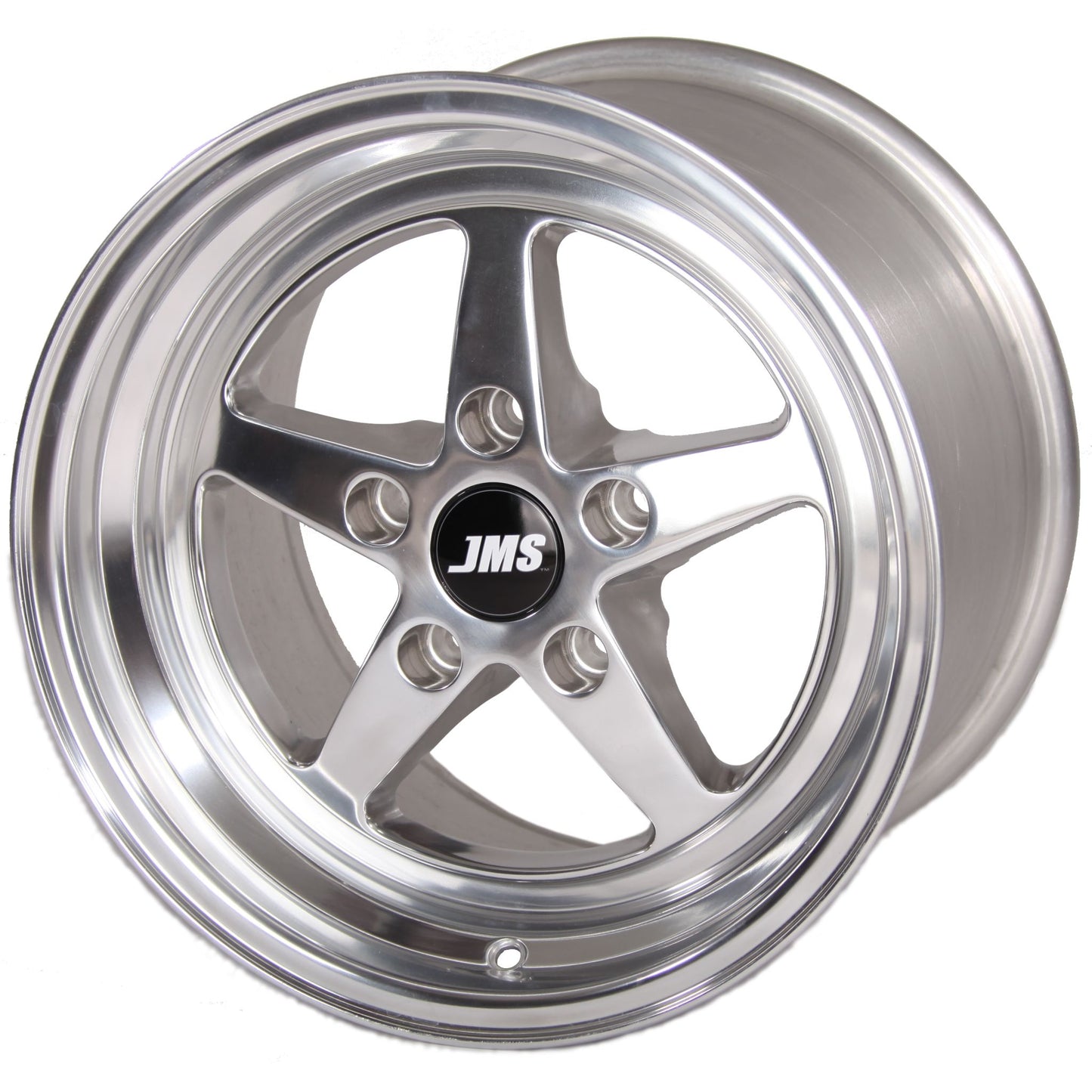 JMS Avenger Series Race Wheels - Polished Finish; 15 inch X 10 inch Rear Wheel w/ Lug Nuts - Fits 2006-2015 Dodge Challenger and Charger with 15inch rear wheel conversion A1510662DP