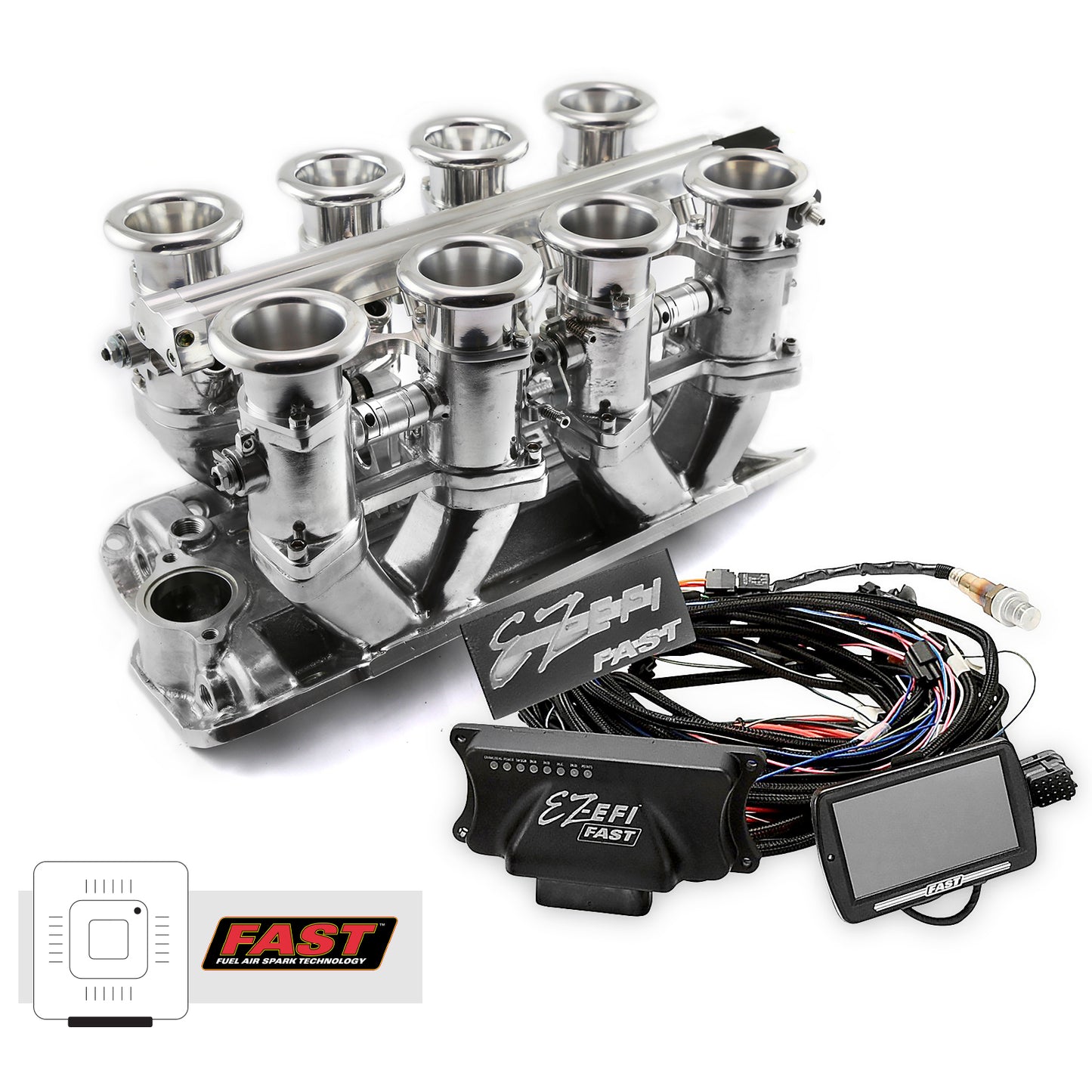 Speedmaster 1-135-003 Fits Chevy SBC 350 Downdraft + FAST EZ-EFI 2.0 Fuel Injection System - Polished