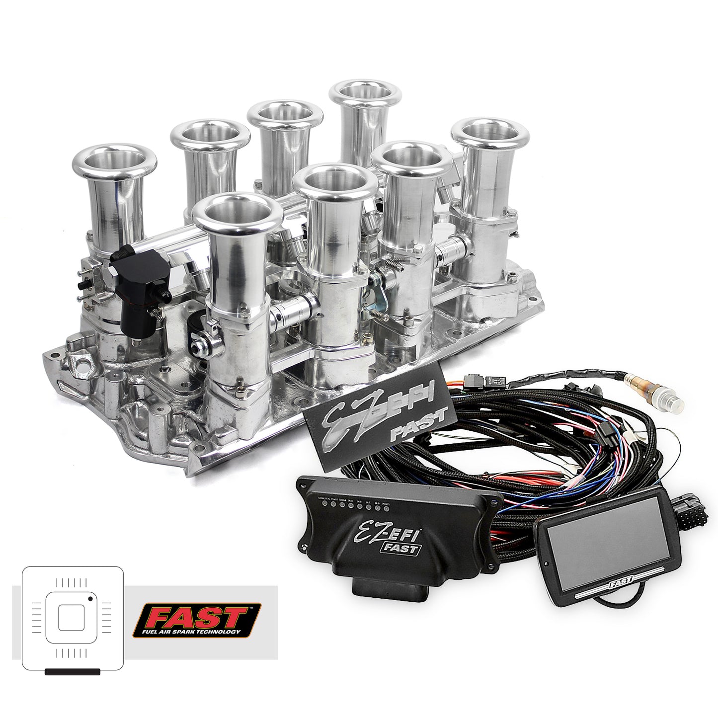 Speedmaster 1-135-005 Fits Ford 351W Windsor Downdraft + FAST EZ-EFI 2.0 Fuel Injection System - Polished