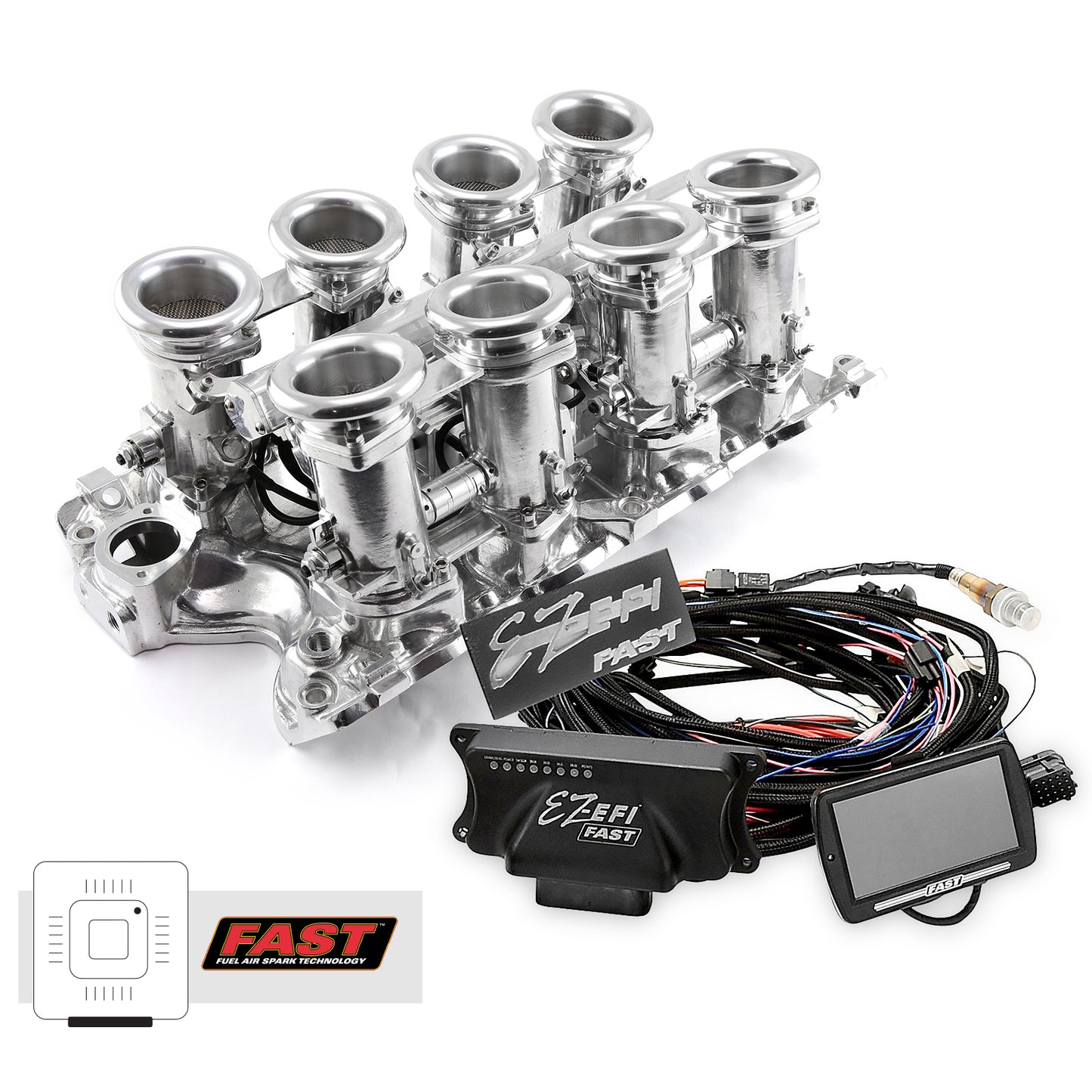 Speedmaster 1-135-007 Fits Ford BB 460 Downdraft + FAST EZ-EFI 2.0 Fuel Injection System - Polished