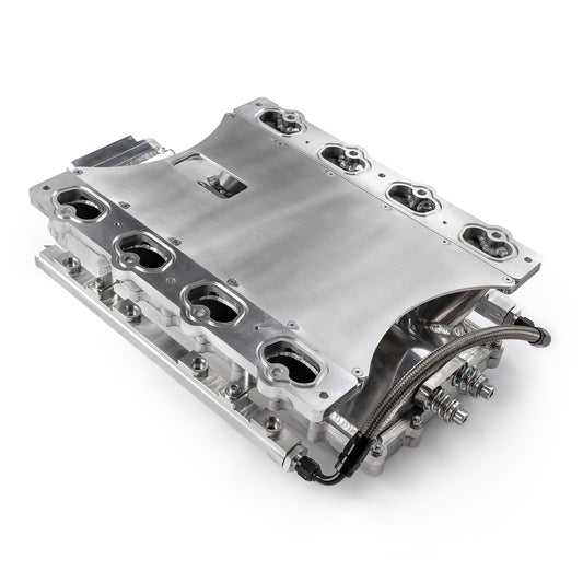 Speedmaster 1-148-054 Fits Ford 5.0L Coyote 2pc Fabricated High Ram Air 98mm 4 Bolt EFI Intake Manifold Polished